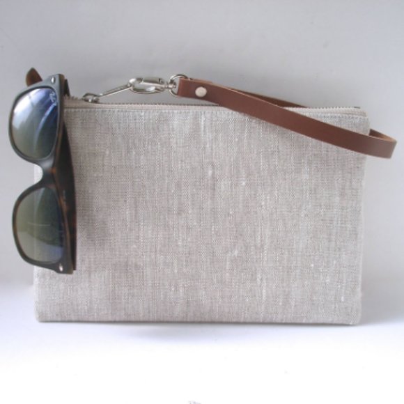 Linen Clutch Bag, Wristlet - Picture 1 of 8